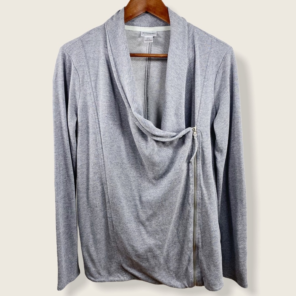 Motherhood Maternity Gray Asymmetrical Zip Cardigan Sweater